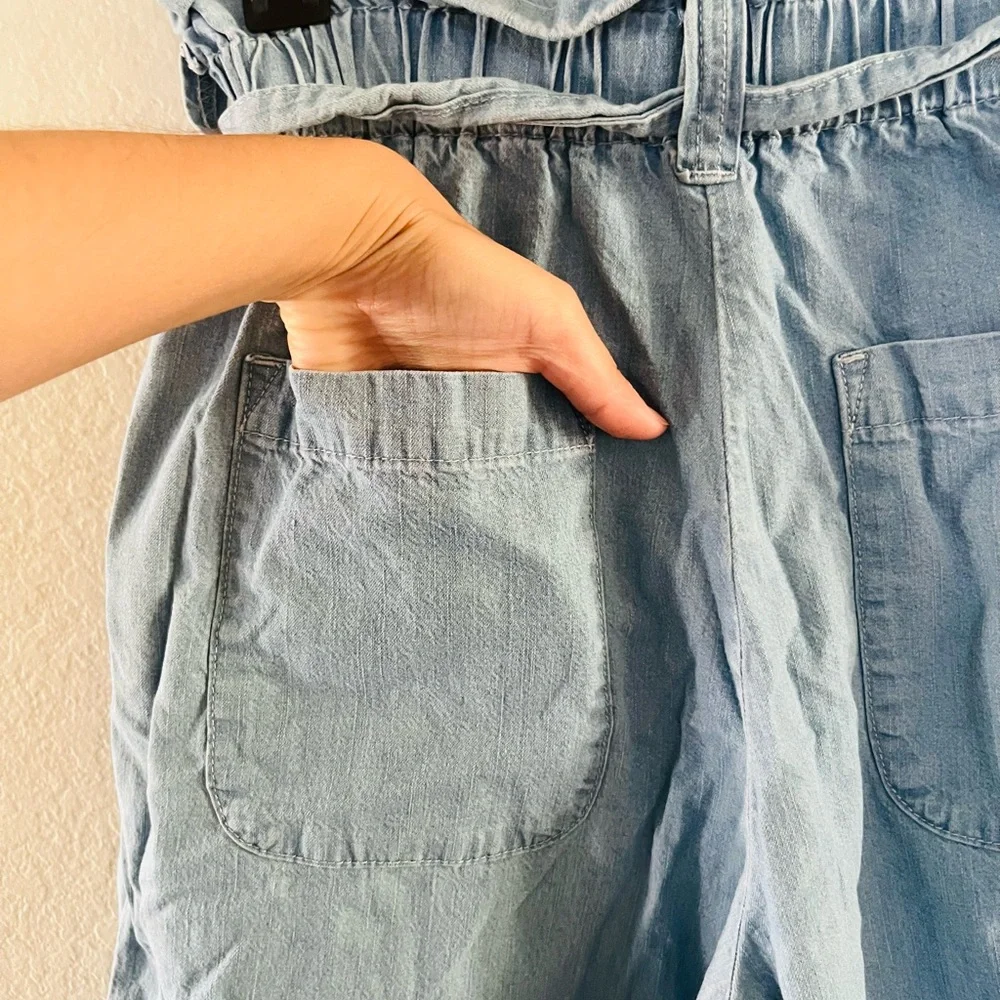 Free People Light Blue Paperbag Waist Wide Leg Jeans - Picture 4 of 7